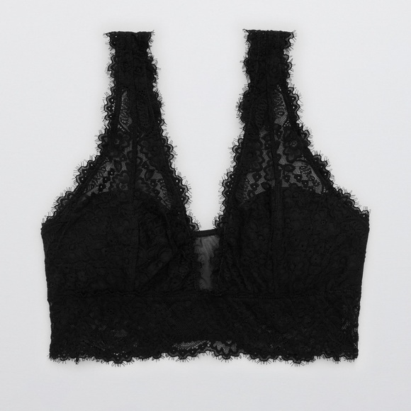 Aerie Eyelash Lace Padded Plunge Bralette - Picture 1 of 11